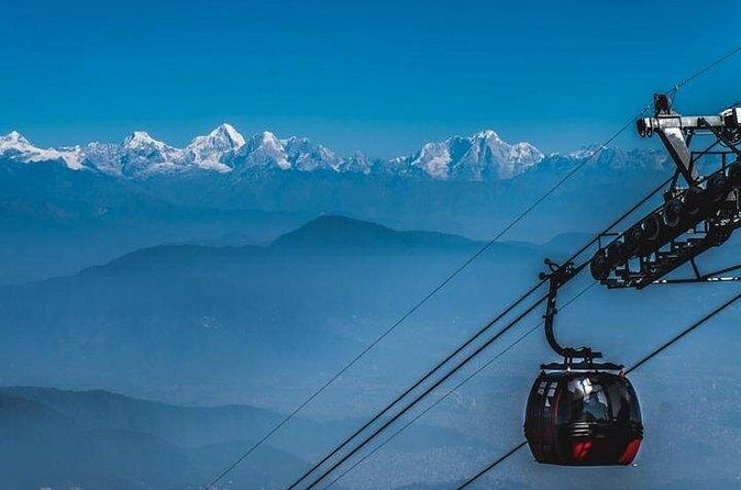 Day tour to Chandra Giri Hill - The cable car ride up the forested slope
