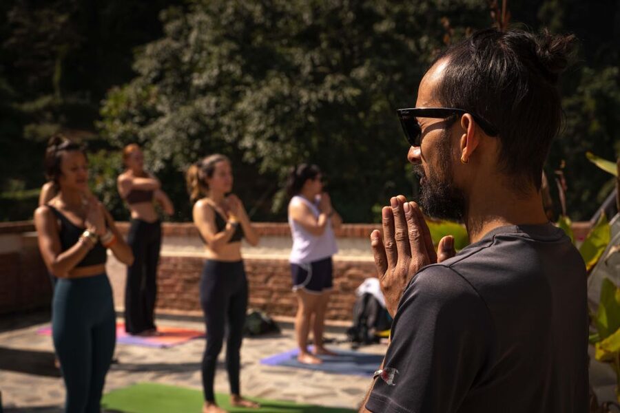 Day Yoga Meditation Retreat with Lunch, Kathmandu - Starting with light Hatha yoga asana