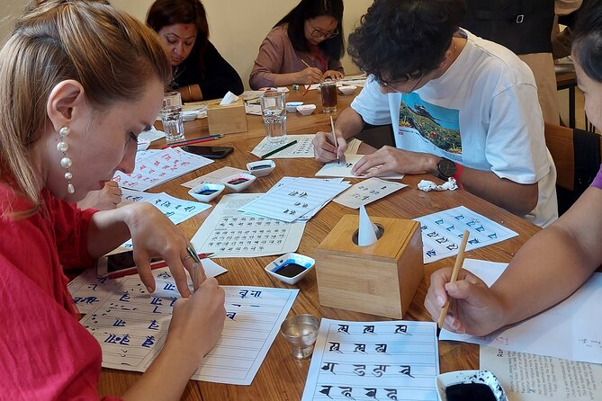 Discover Ranjana Lipi the Traditional Newari Script - Learning the strokes with bamboo pen and ink
