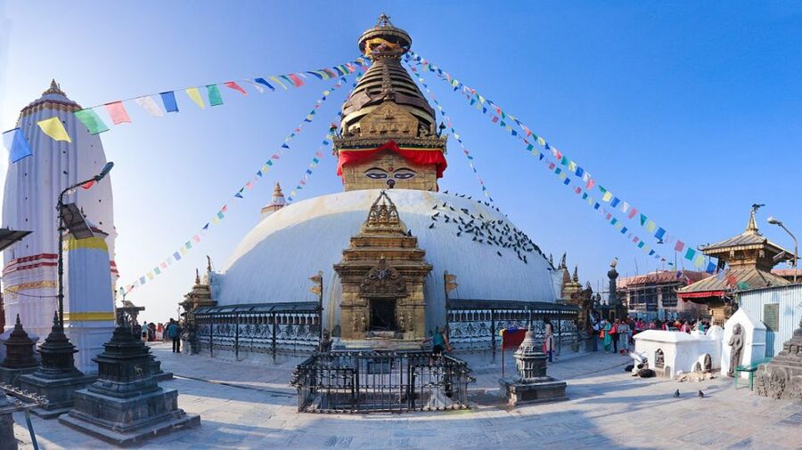 Kathmandu Sightseeing By Bus Day Trip - Swayambhunath Temple, the famous hilltop view