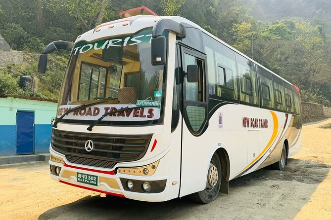 Kathmandu to Pokhara Premium sofa bus ticket - Roadside views, rough pavement, and rafting country
