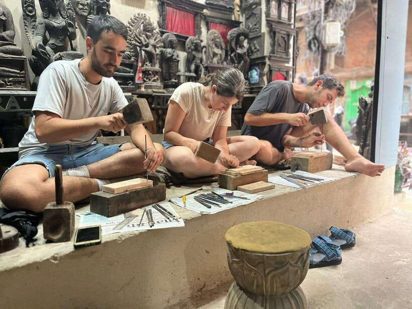 Kathmandu: Wood Carving Workshop with Local Artisan (Thamel) - Starting with tools, wood, and symbols